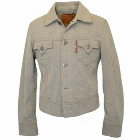 Vintage Levi’s Type I Iconic Corduroy Trucker Jacket Women’s Small Mushroom Gray - Picture 2 of 6